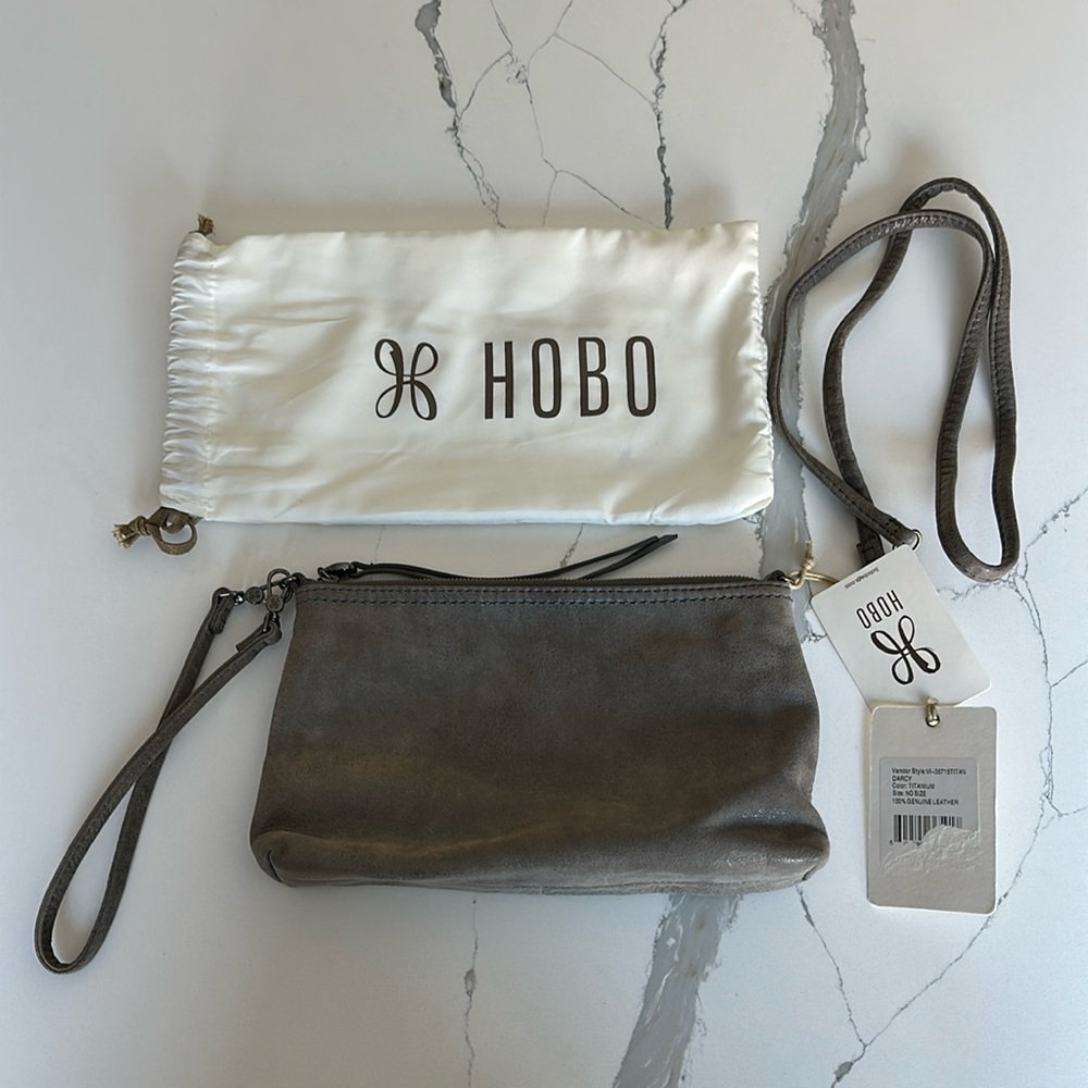 NWT - HOBO Darcy Crossbody Convertible Bag - Light Grey Titanium w/ Duster